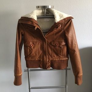 Faux Leather Bomber Jacket
